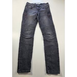 Miss Me Vintage Moto Skinny Stretch Jean size 27 grunge emo black embellished